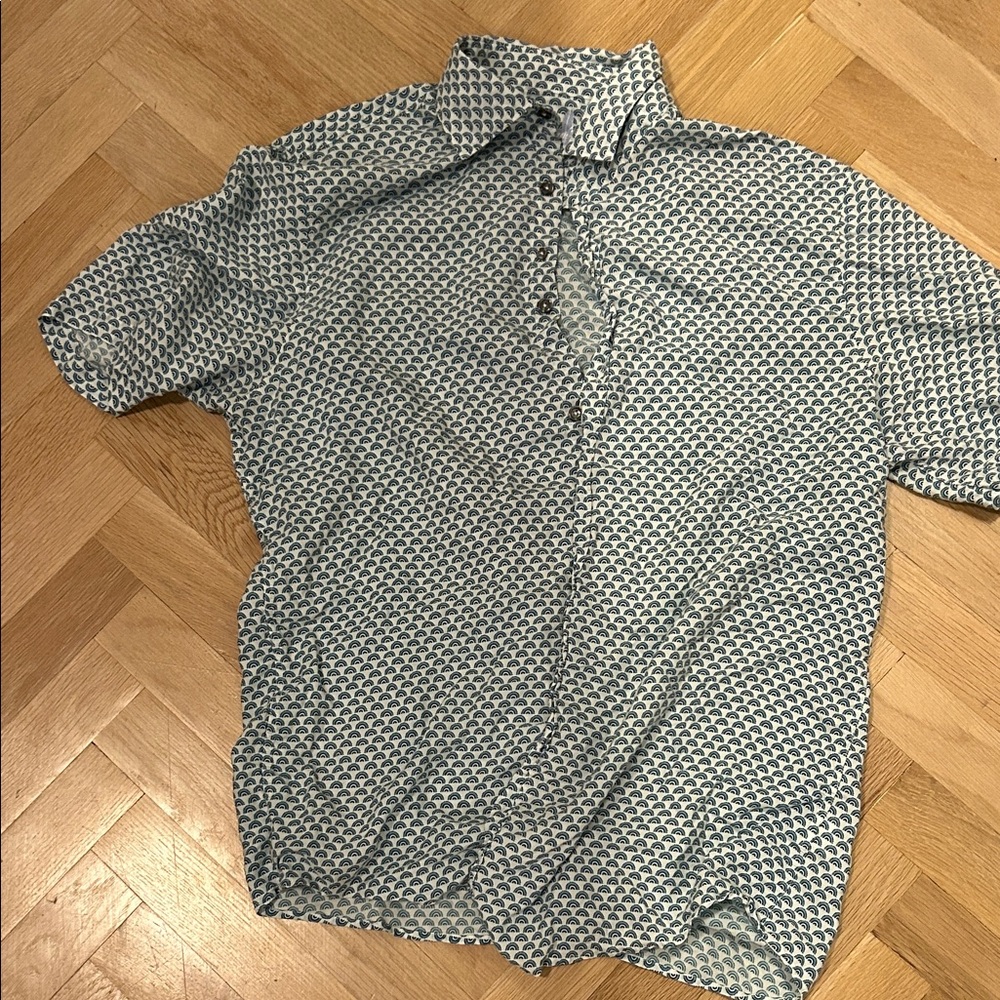 johnnie-O Navy and White Geometric Shirt